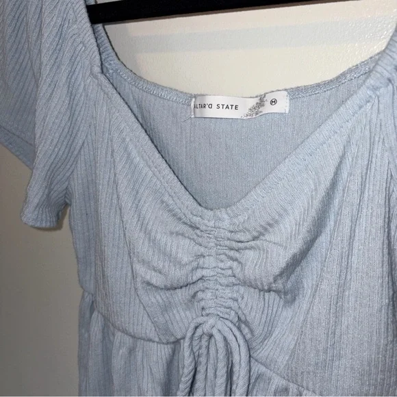 Altar'd State Light Blue Ruched Blouse - Picture 5 of 7
